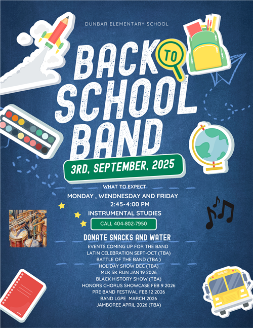 Back to School Band Monday, Wednesday, and Friday beginning Septermber 3rd 2:45-4pm